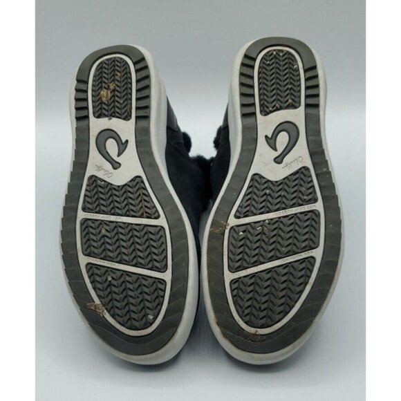 Olukai Malua Hulu Boots Women's Black Size 7 Shearling Lined Nubuck Leather - Picture 14 of 15